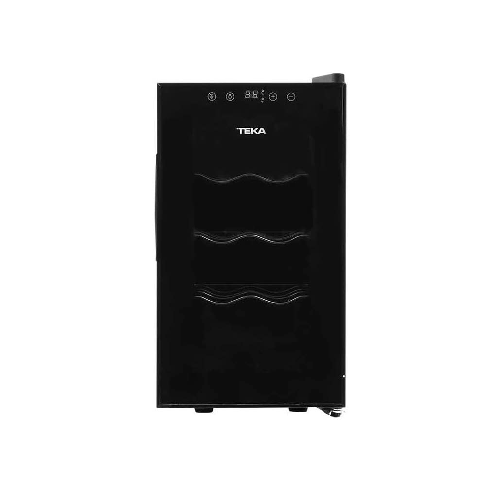 Gama de Vinotecas Sommelier. Enfriador de Vinos Teka marca Alemana. Modelo RVC 10008 GBK de 25 litros. Capacidad para 8 botellas. Cuenta con 3 anaqueles. display LED temperatura 8-18 °C.100-120volts.