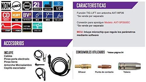 AXT - AXT-EM207LCD 3 EN 1, SOLDADORA INVERSOR PARA MICROALAMBRE, ELECTRODO Y TIG LIFT, BIVOLTAJE 200A