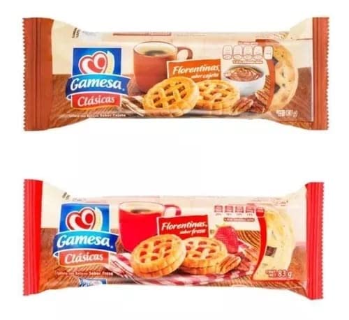 Galletas Florentinas Clasicas Sabor Fresa y Cajeta 12 Paketines 996 g