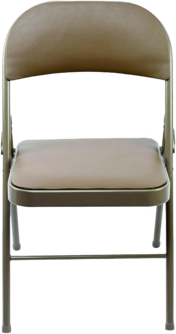 RIVARRO Silla Plegable metálica con Respaldo de Vinilo Beige