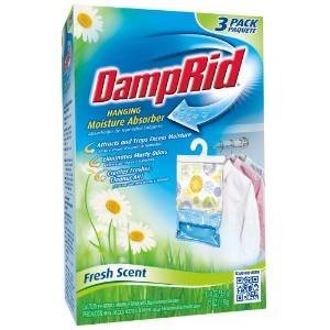 DAMPRID FG83K Hanging Moisture Absorber Fresh Scent (3 Boxes of 3 Bags, Total of 9 Bags)