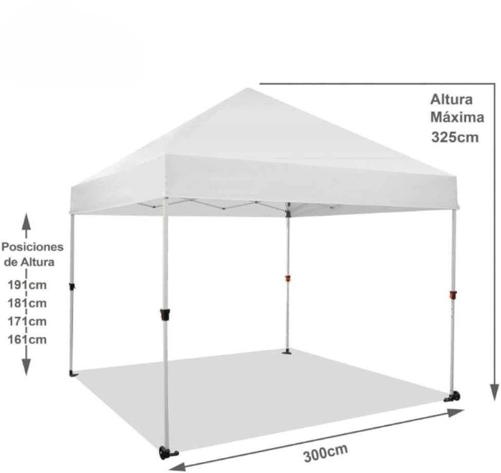RIVARRO Toldo 3x3 - Impermeable -Toldo Retractil Exterior - Altura Ajustable - Pleglable - Ideal para Jardines, Playa y Exteriores