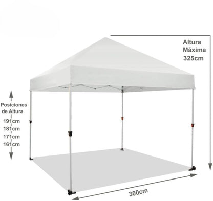 RIVARRO Toldo 3x3 - Impermeable -Toldo Retractil Exterior - Altura Ajustable - Pleglable - Ideal para Jardines, Playa y Exteriores