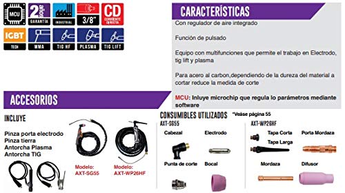 AXT - AXT-TEC200 3EN1 SOLDADORA INVERSOR, ELECTRODO, TIG HF Y PLASMA 200A