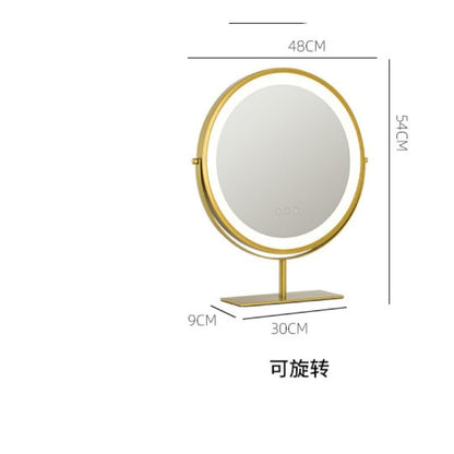 NSOREA Espejo De Maquillaje De Escritorio LED Recargable Inteligente con Luz, Espejo De Tocador Giratorio For Dormitorio Femenino