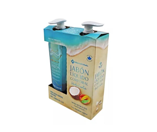 Member´s Mark, 2 Botellas de Jabón Líquido Corporal, Coco, Mango Hidratante de 1Lt.