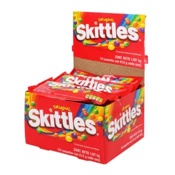 Skittles - Skittles Original 18 paquetes de 54.4 g c/u, total 972.2 gr, Caramelo suave confitado