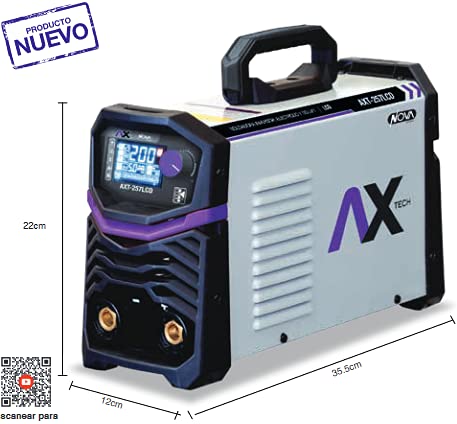AXTECH - SOLDADORA INVERSOR ELECTRODO Y TIG LIFT 250A BI VOLTAJE 110-220V PANTALLA LCD AX TECH AXT-257LCD