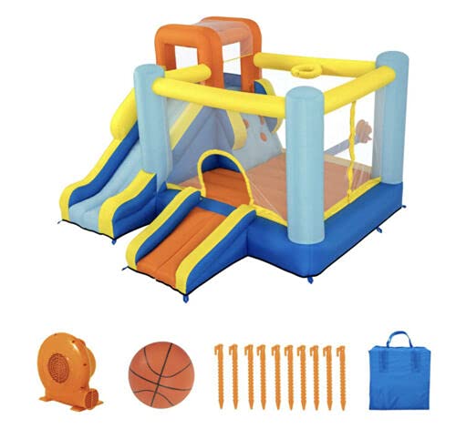 Up, In & Over - Up, In & Over Wonder Hoops 10' Inflatable Bounce House Park with Basketball and Slide. 126' L x 120' W x 84' H