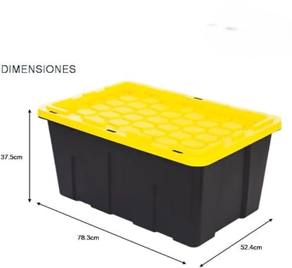 RIVARRO Kit De 2 Cajas De Almacenamiento Plástico Con Tapa, Almacenamiento, Material 100% Reciclado, 112 Litros, Caja Organizadora, 78cm x 52 cm x 37 cm