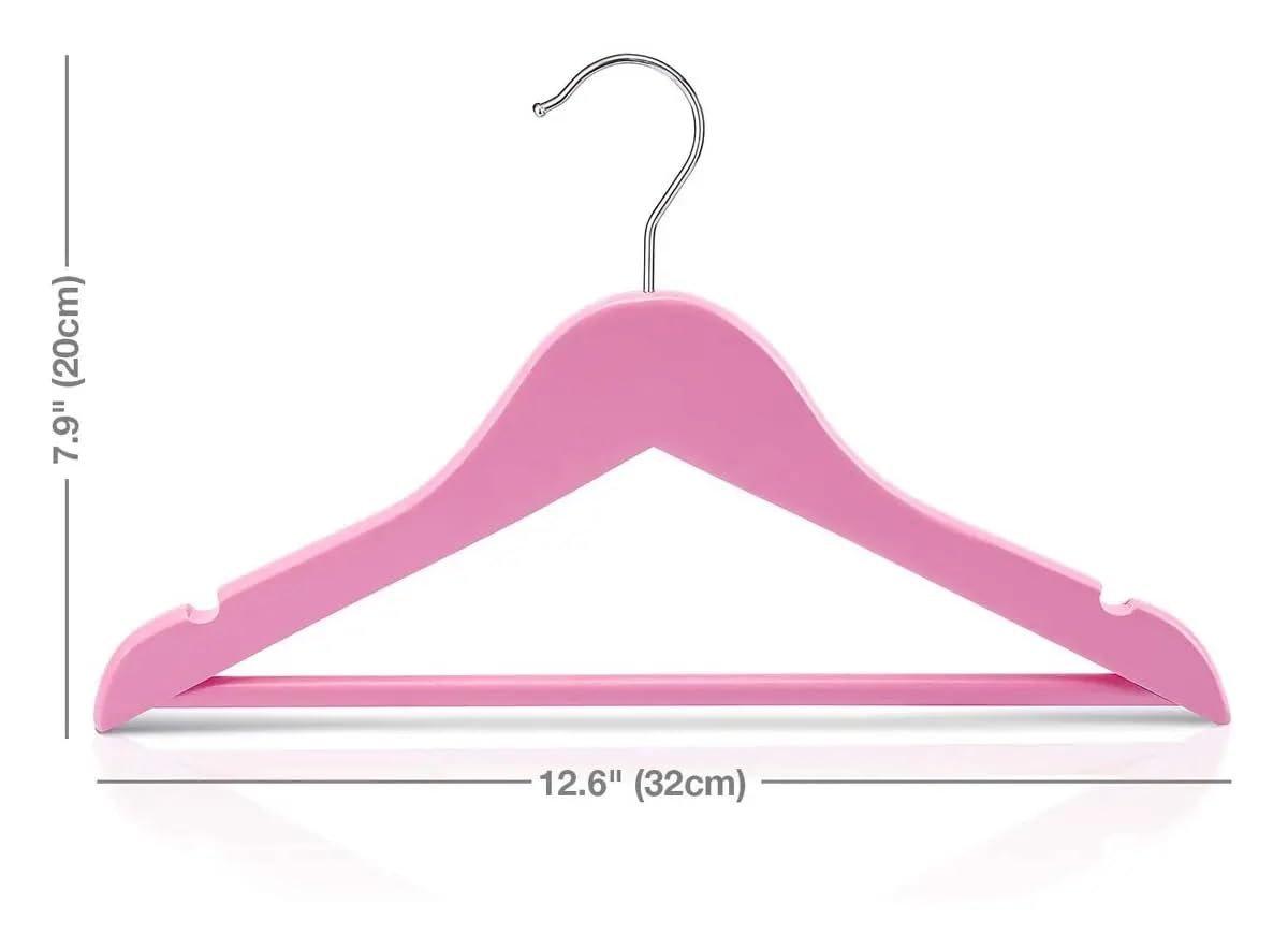RIVARRO - Ganchos Madera para Ropa de NIÑA, Color ROSA, Caja 30 Piezas