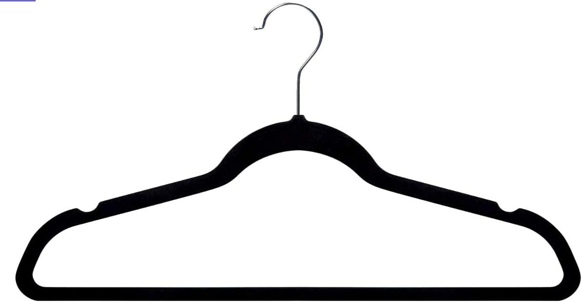 Ganchos - para Ropa de Terciopelo50 Unidades Caja Color Negro Perchas de Ropa Calidad Premium Gancho 360 grados para Camisas Sacos Chamarras Pantalones Pants y Ropa