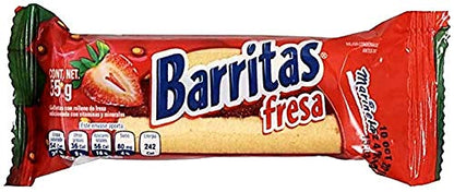 Marinela - BARRITAS DE FRESA Marinela, Caja de 1.54 kilos Tamaño familiar Contenido 28 Paketines de 55g c/u