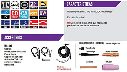 AXT-TAF202BV SOLDADORA TIG DE ALTA FRECUENCIA Y ELECTRODO/TIG HF 200A 110/220V