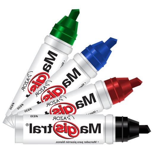 Marcador Pintarron Magistral Metálico Con 4 Plumones 50% Más Rendimiento Ideal Para Pizarrones Indeleble En Tela Y Materiales Porosos PSA COMPUTO Y PAPELERIA