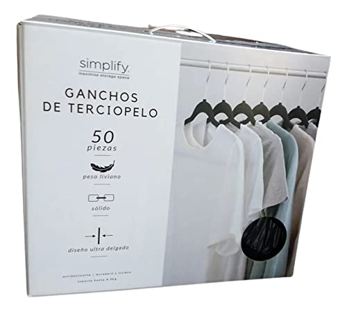 Ganchos - Ganchos para Ropa de Terciopelo50 Unidades Caja Color Negro Perchas de Ropa Calidad Premium Gancho 360 grados Ganchos para Camisas Sacos Chamarras Pantalones Pants y Ropa