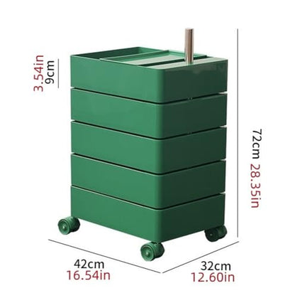 HJFSDFGD Mesa Auxiliar Giratoria De 360° con Cajones Móviles, Mesita De Noche Multifuncional, para Dormitorio Color : Verde, Tamaño : 42 * 32 * 72cm