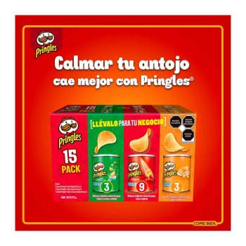 15 Pack Pringles de 40grs + 1 cubre bocas lavable, reutilizable high performance Gratis