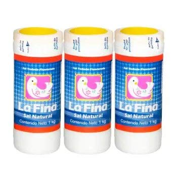 La Fina - Sal Yodada Fluorada. 3 Botes de 1 kilo cada uno.