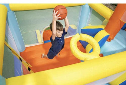 Up, In & Over - Up, In & Over Wonder Hoops 10' Inflatable Bounce House Park with Basketball and Slide. 126' L x 120' W x 84' H