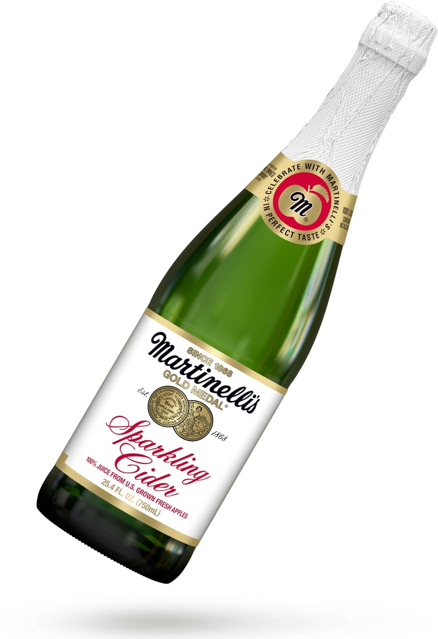 Martinelli's - Jugo de sidra de manzana espumante, botella de vidrio de 751.2 ml (paquete de 3, total de 2.3 l)