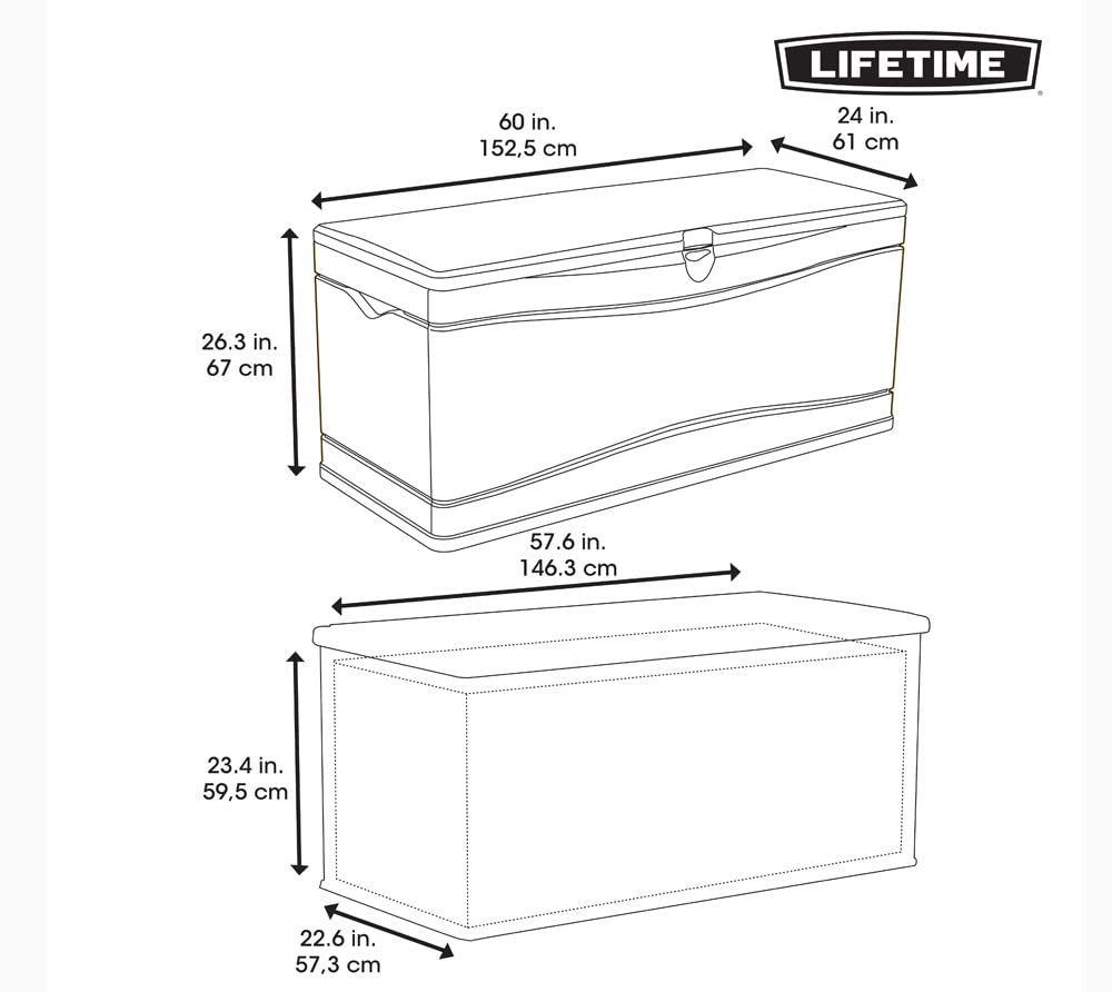 Lifetime 60254 - Caja de Almacenamiento para Exteriores de Alta Resistencia, 150 galones