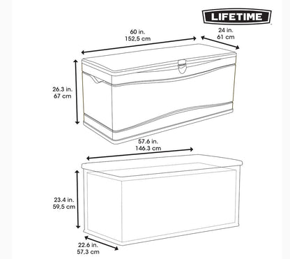Lifetime 60254 - Caja de Almacenamiento para Exteriores de Alta Resistencia, 150 galones