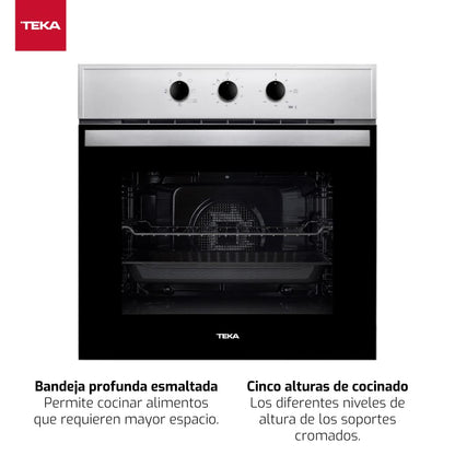 Teka HBB 605 Horno Eléctrico en Acero Inoxidable y Cristal Negro Para Empotrar 60 cm (24")