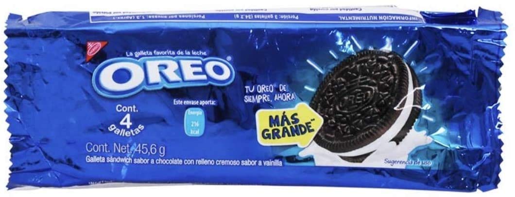 Oreo - Galletas Oreo. 30 paquetes de 45 gramos cada uno. 4 galletas en cada paquete.