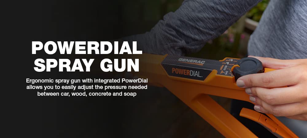 Generac 8899 3100 PSI 2.4 GPM - Lavadora a presión residencial de Gas - Pistola de pulverización ergonómica PowerDial con Consejos de Cambio rápido - Limpia sin Esfuerzo Coches, Cubiertas, calzadas y