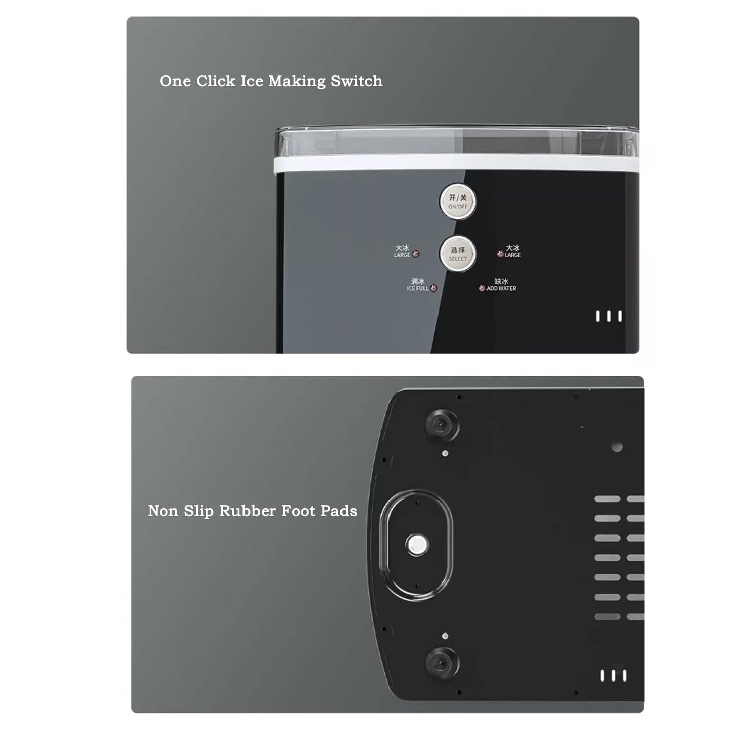 Máquina de hielo, Máquina de hielo portátil negra, primer lote en menos de 10 minutos y máquina perfecta diaria de 33 lb for encimeras de cocina,Ideal para Home Bar, etc.