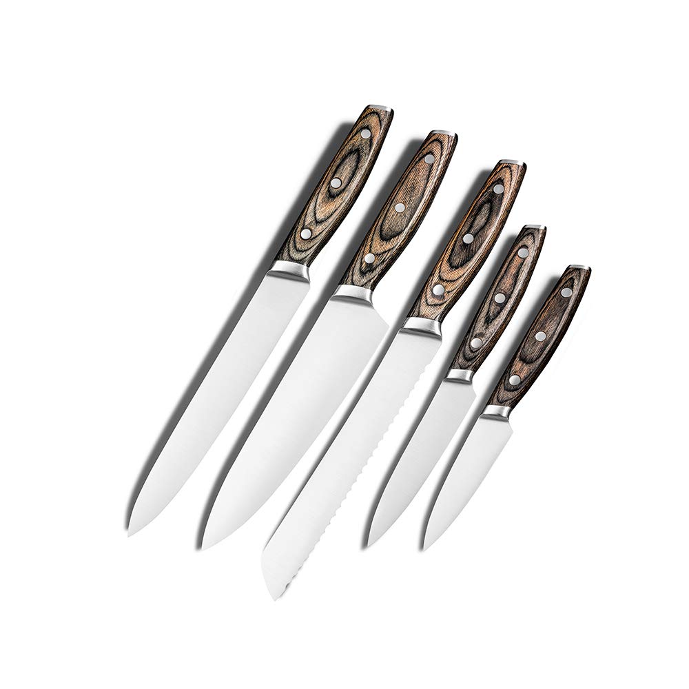 AR+COOK Art & Cook Elite - Cubertería de acero con soporte de madera (6 unidades), Ash/Pakkawood