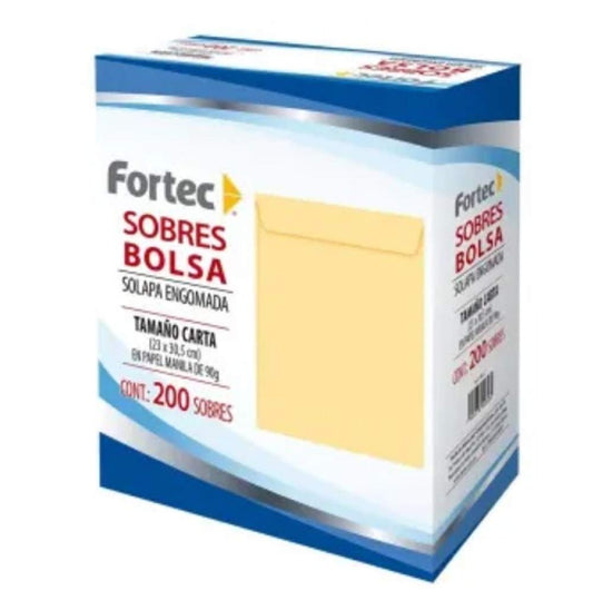 FORTEC - SOBRES BOLSA TAMAÑO CARTA SOLAPA ENGOMADA