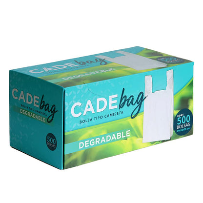 Cadebag | 500 Bolsas tipo Camiseta Degradables de 29 x 55 x 16 cm