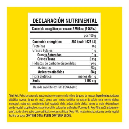 Tutsi Pop - Tutsi Hot paletas de caramelo sabor cereza con chile 80 piezas ideal para tus fiestas y eventos.