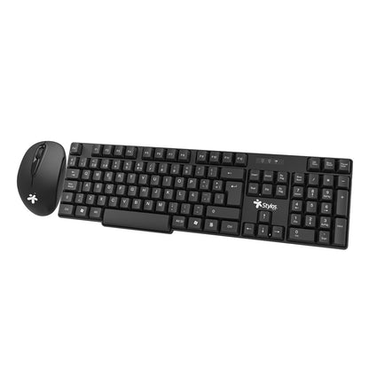 Stylos STPKTM3B Kit Teclado y Mouse Inalámbrico 105 Teclas 1200 dpi USB Nano Alcance 10m Color Negro