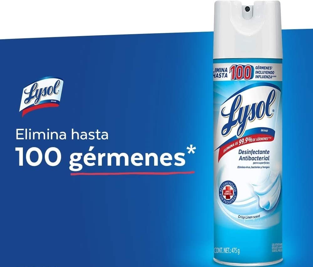 Reckitt Benckiser - Caja con 12 Lysol Spray Desinfectante 475 g Antibacterial