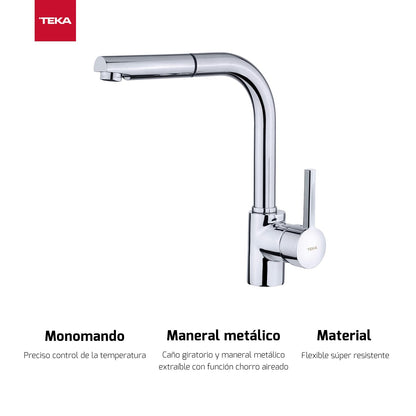 Teka - Teka ARK 938 Kitchen faucet Cromo - Grifo (Retirable, Cromo, Grifos de palanca, Solo, Tipo L, 360°)