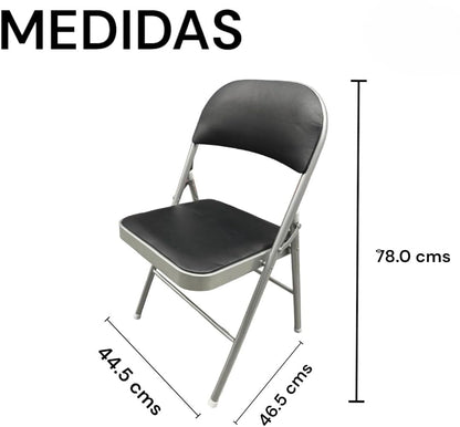RIVARRO Silla Plegable Estándar con Respaldo De Vinil Negro para Oficina, Interiores, Exteriores, Fiestas