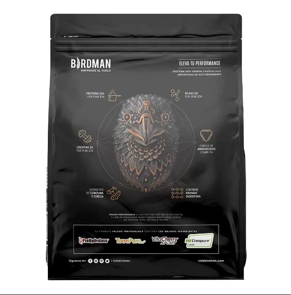 BIRDMAN FALCON FERMORMANCE 2.1 KG Sabor CHOCO BRONZE/Proteina Vegetal / 55 servicios / 30g Proteina/BCAAs