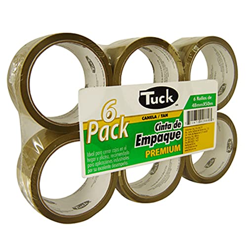TUCK - Paquete de 6 Cinta Canela Tuk 48 mm x 50m PREMIUM