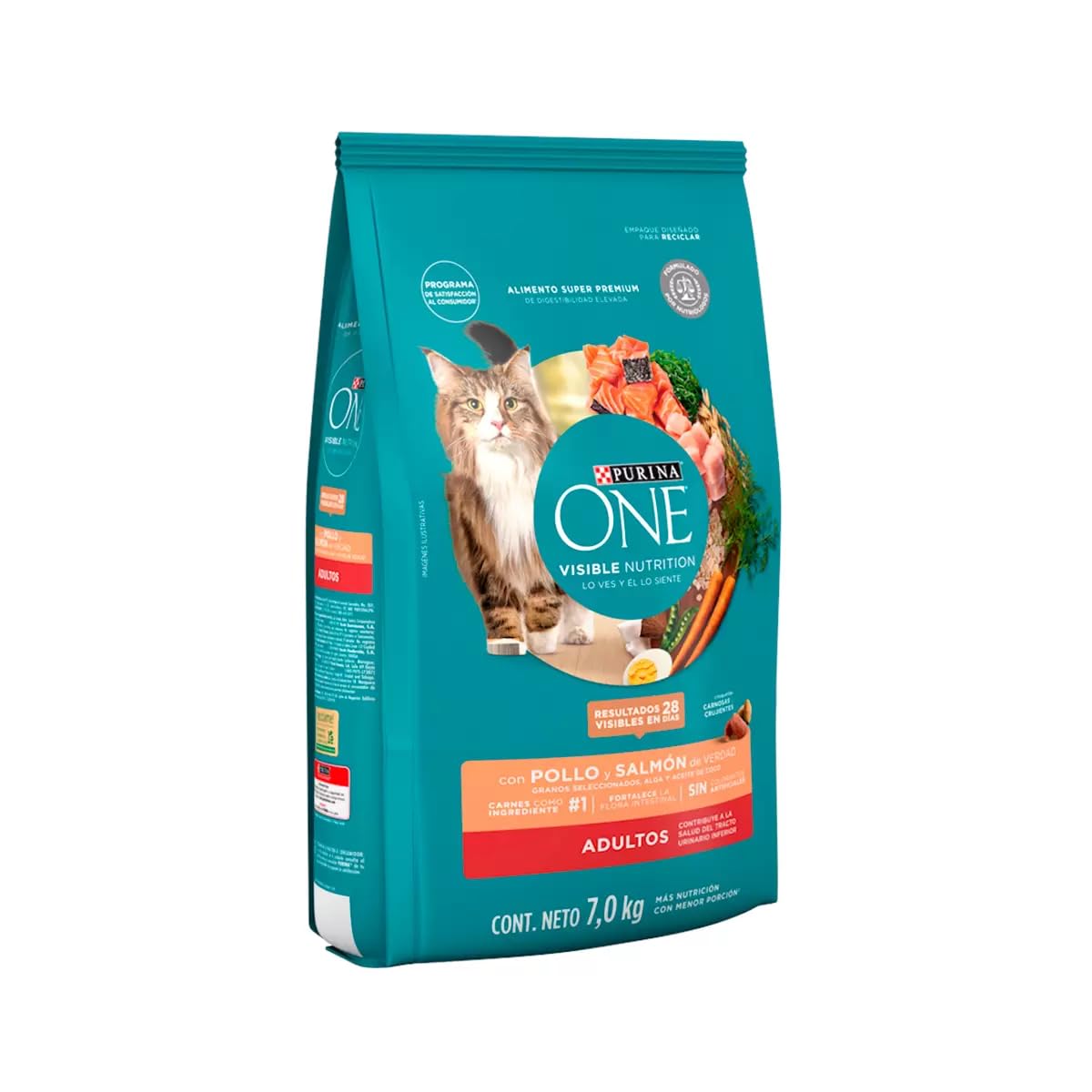 Purina Alimento para Gato Adulto One Visible Nutrition 7 Kg Sabor Pollo Y Salmon Alimento Super Premium