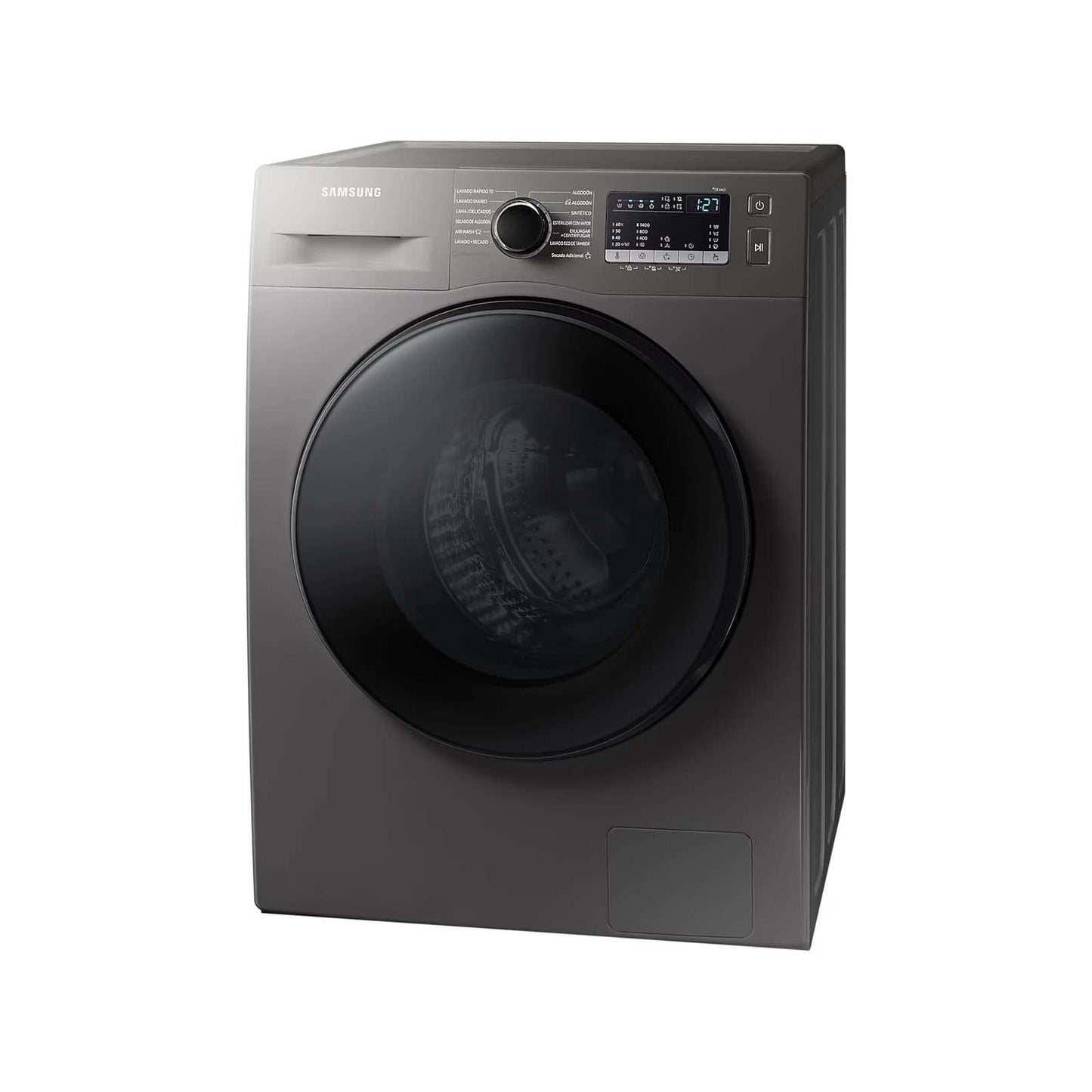 Lavasecadora Samsung de 11 kg, carga frontal, acero inoxidable, durabilidad y eficiencia en el motor, higienicamente limpio Drum Clean, gris, modelo WD11T4046BX