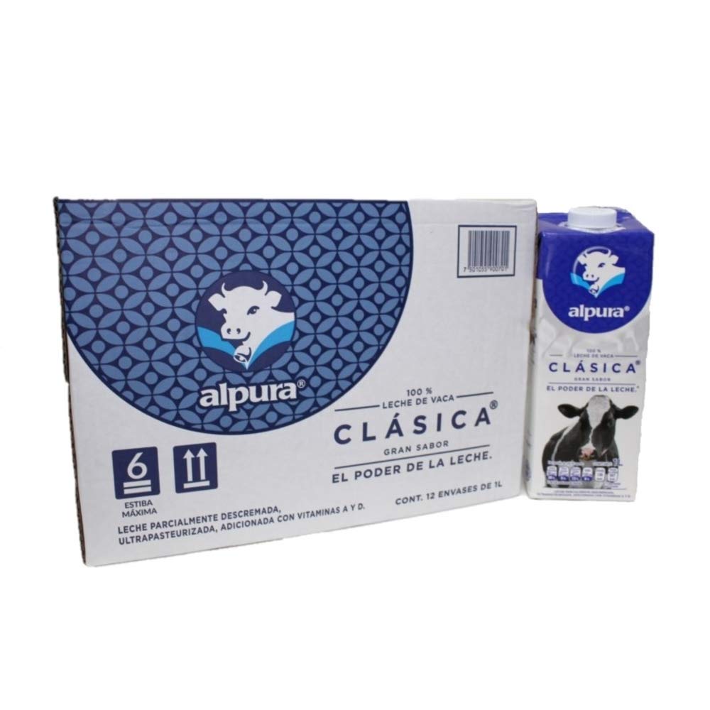 ALPURA - LECHE ALPURA 2000 CLÁSICA ENTERA CAJA CON 12 PZAS DE 1 LITRO SALUDABLE REFRESCANTE