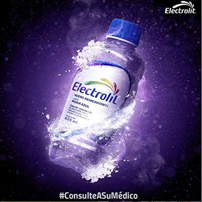ELECTROLIT - Electrolit Sabor MORA AZUL (12 frascos) Suero Rehidratante - 625 ml