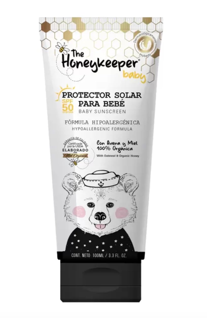 AMINZER Protector Solar para Bebé, con Avena y Miel Orgánica, SPF 50 HONEYKEPPER BABY PAQUETE DE 2, Dermatológicamente probado