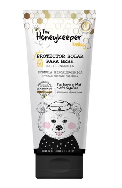 AMINZER Protector Solar para Bebé, con Avena y Miel Orgánica, SPF 50 HONEYKEPPER BABY PAQUETE DE 2, Dermatológicamente probado