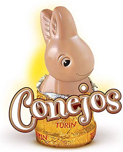 TURIN - CONEJITOS DE CHOCOLATE. Chocolate con leche. Vitrolero con 30 unidades. Total 600g CONEJOS TURIN de Chocolate Divertidos y Deliciosos
