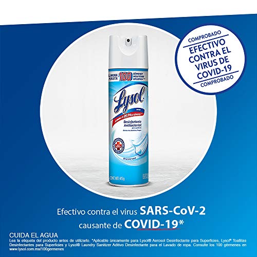 Lysol® Aerosol Desinfectante Antibacterial para Superficies Crisp Linen Paquete de 3 con 475g c/u efectivo contra el SARS-CoV-2, virus causante de COVID-19 incluyendo la variante Delta y Ómicron