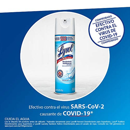 Lysol® Aerosol Desinfectante Antibacterial para Superficies Crisp Linen Paquete de 3 con 475g c/u efectivo contra el SARS-CoV-2, virus causante de COVID-19 incluyendo la variante Delta y Ómicron